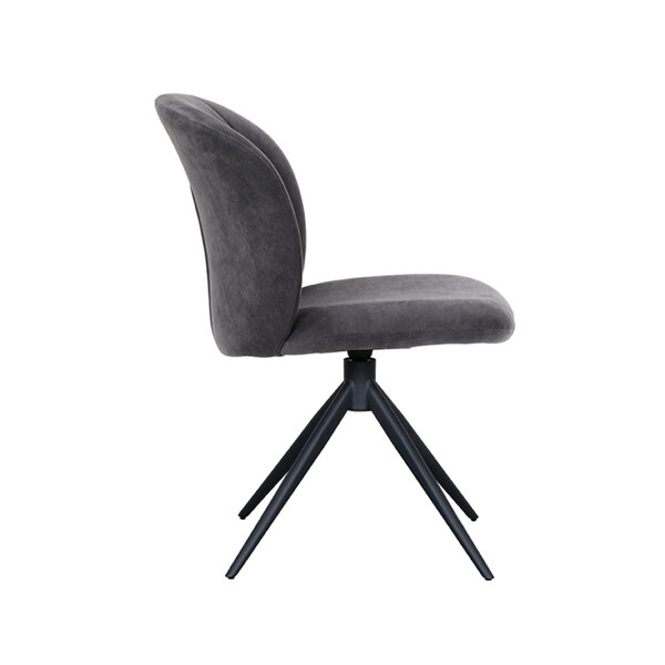 Stoel Kimo | Antraciet | Cosmo | Zwart Metalen Frame | 2 stuks