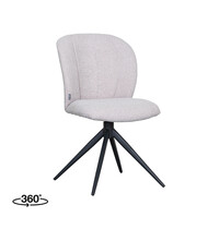 LABEL51 Stoel Kimo | Naturel | Boucle | Zwart Metalen Frame | 2 stuks 