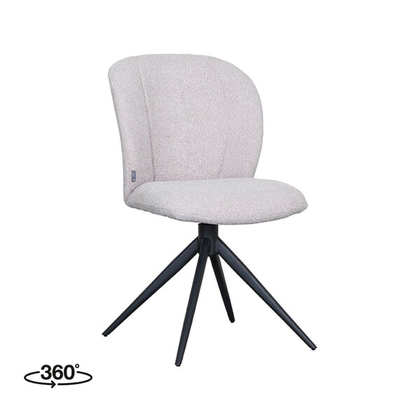 Stoel Kimo | Naturel | Boucle | Zwart Metalen Frame | 2 stuks