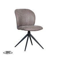 LABEL51 Stoel Kimo | Taupe | Micro Suede | Zwart Metalen Frame | 2 stuks