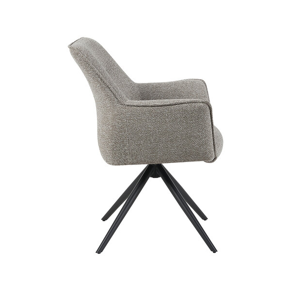 Stoel Kimora | Mushroom | Royal Boucle | Zwart Metalen Frame | 2 stuks