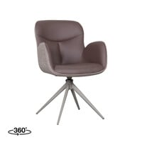 LABEL51 Stoel Lasse | Bruin | Microvezel | Taupe Metalen Frame | 2 stuks 