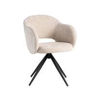 LABEL51 Stoel Lela | Naturel | Elite | Zwart Metalen Frame | 2 stuks 