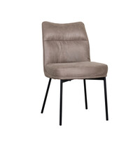 LABEL51 Stoel Lennon | Taupe | Micro Suede | Zwart Metalen Frame | 2 stuks