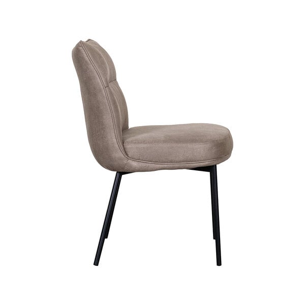 Stoel Lennon | Taupe | Micro Suede | Zwart Metalen Frame | 2 stuks