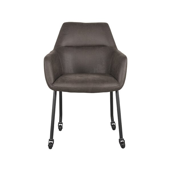 Stoel Lenny | Antraciet | Micro Suede | Zwart Metalen Frame | 2 stuks