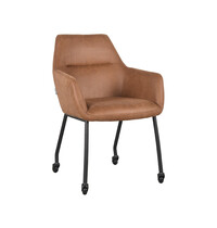 LABEL51 Stoel Lenny | Cognac | Micro Suede | Zwart Metalen Frame | 2 stuks