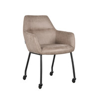 LABEL51 Stoel Lenny | Taupe | Micro Suede | Zwart Metalen Frame | 2 stuks 