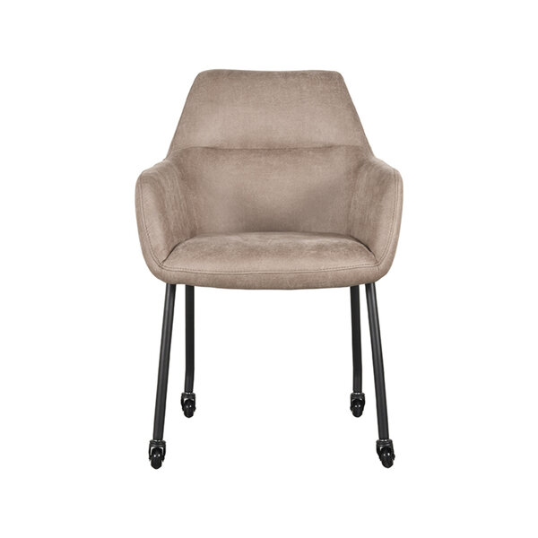 Stoel Lenny | Taupe | Micro Suede | Zwart Metalen Frame | 2 stuks