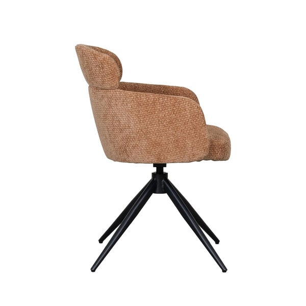 Stoel Levi | Cognac | Elite | Zwart Metalen Frame | 2 stuks