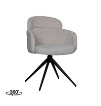 LABEL51 Stoel Levi | Naturel | Elite | Zwart Metalen Frame | 2 stuks 