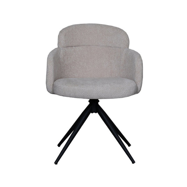 Stoel Levi | Naturel | Elite | Zwart Metalen Frame | 2 stuks