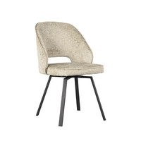 LABEL51 Stoel Lewis | Beige | Elegance | Zwart Metalen Frame | 2 stuks