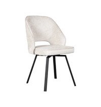 LABEL51 Stoel Lewis | Crème | Elegance | Zwart Metalen Frame | 2 stuks