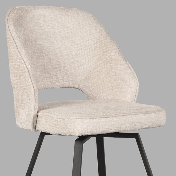 Stoel Lewis | Crème | Elegance | Zwart Metalen Frame | 2 stuks