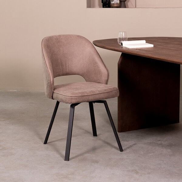 Stoel Lewis | Taupe | Micro Suede | Zwart Metalen Frame | 2 stuks