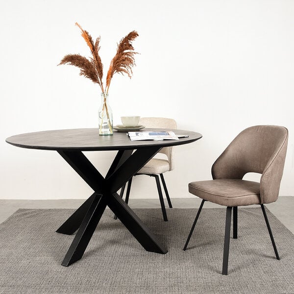 Stoel Lewis | Taupe | Micro Suede | Zwart Metalen Frame | 2 stuks