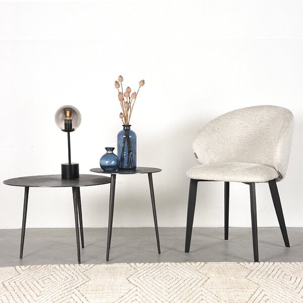 Stoel Logan | Crème | Elegance | Zwart Metalen Frame | 2 stuks