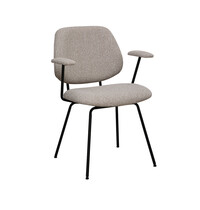 LABEL51 Stoel Loreto | Naturel | Royal Boucle | Zwart Metalen Frame | 2 stuks