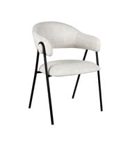 LABEL51 Stoel Lowen | Champagne | Boucle | Zwart Metalen Frame | 2 stuks 