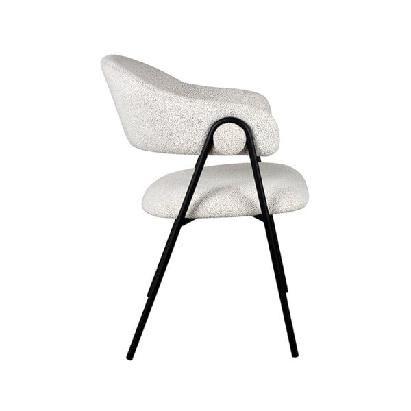 Stoel Lowen | Champagne | Boucle | Zwart Metalen Frame | 2 stuks