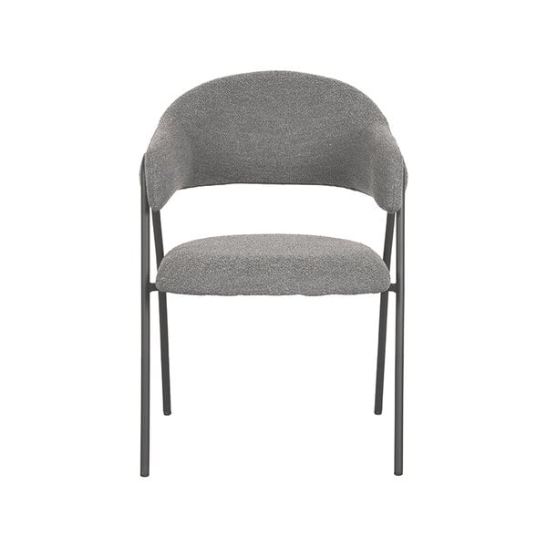 Stoel Lowen | Grijs | Boucle | Zwart Metalen Frame | 2 stuks