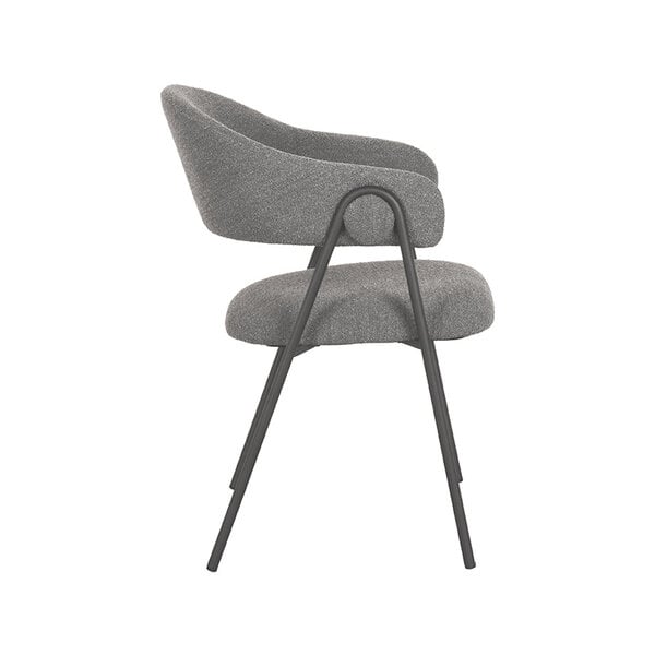 Stoel Lowen | Grijs | Boucle | Zwart Metalen Frame | 2 stuks