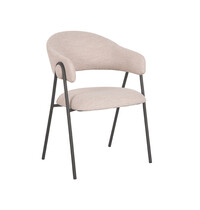 LABEL51 Stoel Lowen | Naturel | Boucle | Zwart Metalen Frame | 2 stuks 