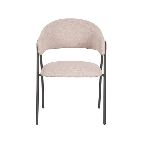 Stoel Lowen | Naturel | Boucle | Zwart Metalen Frame | 2 stuks