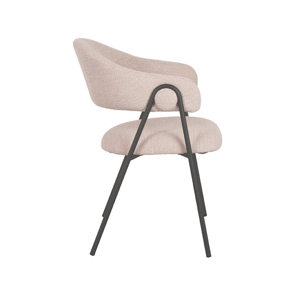 Stoel Lowen | Naturel | Boucle | Zwart Metalen Frame | 2 stuks