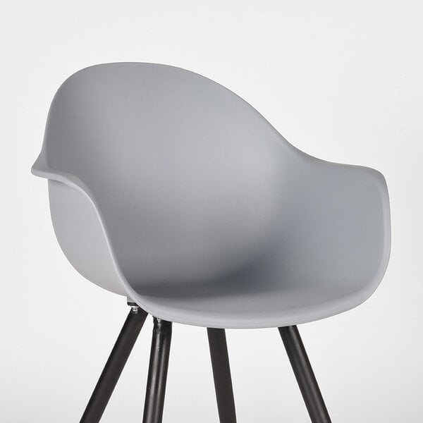 Stoel Luca | Grijs | Kunststof | Zwart Metalen Frame | 2 stuks