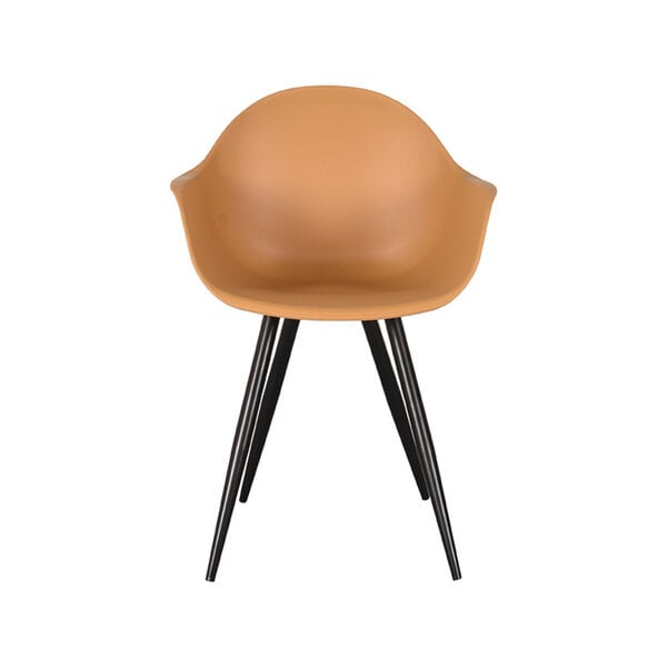 Stoel Luca | Oker | Kunststof | Zwart Metalen Frame | 2 stuks