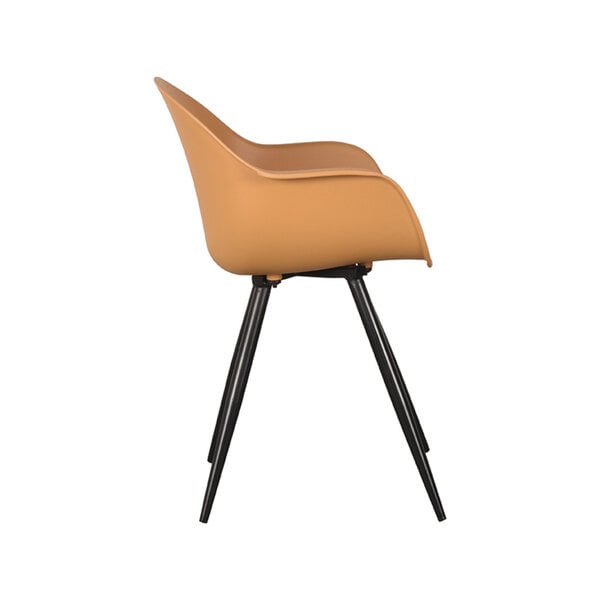 Stoel Luca | Oker | Kunststof | Zwart Metalen Frame | 2 stuks