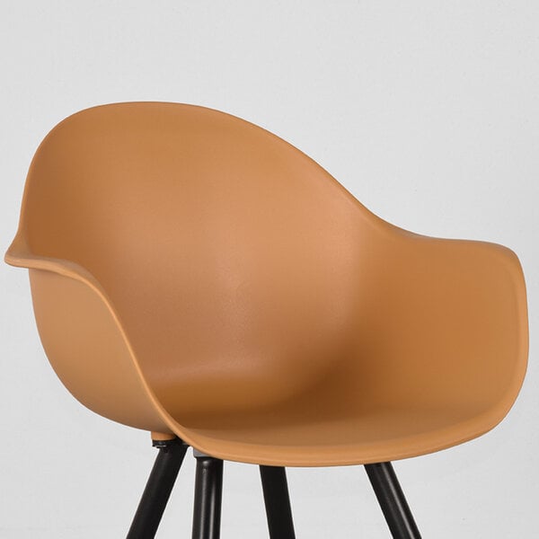 Stoel Luca | Oker | Kunststof | Zwart Metalen Frame | 2 stuks