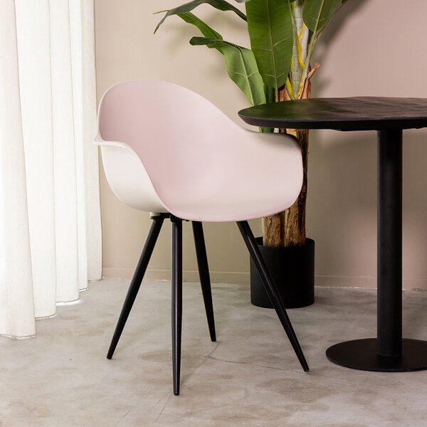 Stoel Luca | Zand | Kunststof | Zwart Metalen Frame | 2 stuks