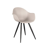 LABEL51 Stoel Luca | Zand | Kunststof | Zwart Metalen Frame | 2 stuks