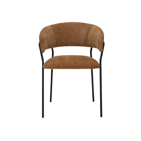 Stoel Luuk | Cognac | Elite | Zwart Metalen Frame | 4 stuks
