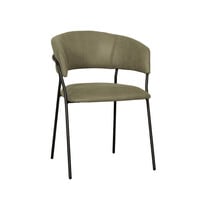 LABEL51 Stoel Luuk | Moss | Micro Suede | Zwart Metalen Frame | 4 stuks 