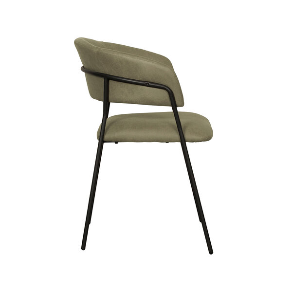 Stoel Luuk | Moss | Micro Suede | Zwart Metalen Frame | 4 stuks