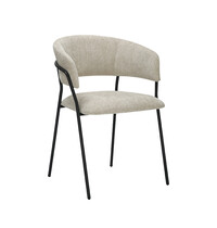 LABEL51 Stoel Luuk | Naturel | Elite | Zwart Metalen Frame | 4 stuks