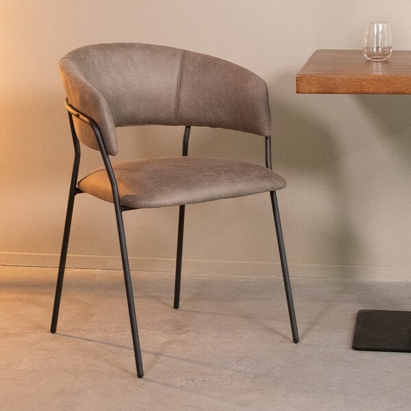 Stoel Luuk | Taupe | Micro Suede | Zwart Metalen Frame | 4 stuks
