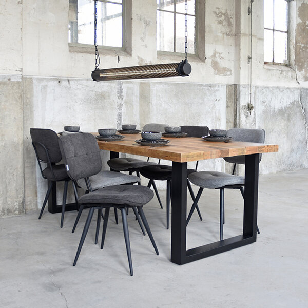 Stoel Lux | Zinc | Weave | Zwart Metalen Frame | 2 stuks