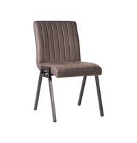 LABEL51 Stoel Matz | Antraciet | Microvezel | Zwart Metalen Frame | 2 stuks