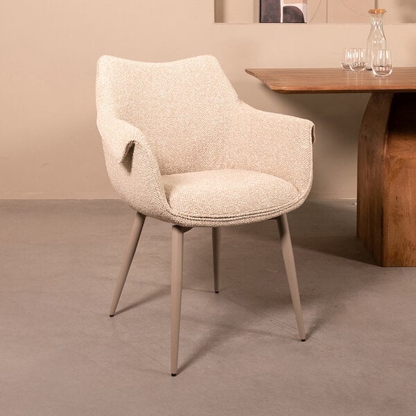 Stoel Mirai | Naturel | Royal Boucle | Taupe Metalen Frame | 2 stuks