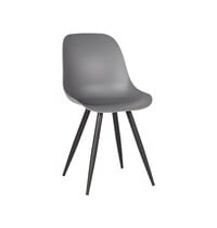 LABEL51 Stoel Monza | Antraciet | Kunststof | Zwart Metalen Frame | 2 stuks 