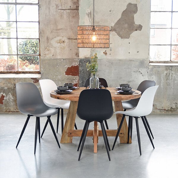 Stoel Monza | Wit | Kunststof | Zwart Metalen Frame | 2 stuks