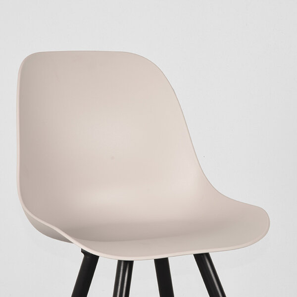 Stoel Monza | Zand | Kunststof | Zwart Metalen Frame | 2 stuks