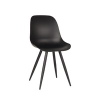 LABEL51 Stoel Monza | Zwart | Kunststof | Zwart Metalen Frame | 2 stuks 