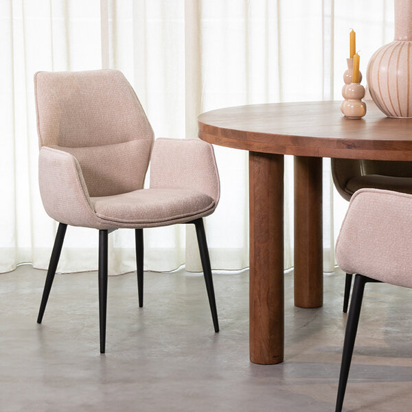 Stoel Morris | Naturel | Elite | Zwart Metalen Frame | 2 stuks