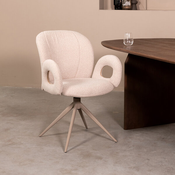 Stoel Neo | Naturel | Boucle | Taupe Metalen Frame | 2 stuks